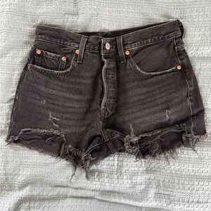 Levi's 501 Charcoal Distressed Jean Shorts
